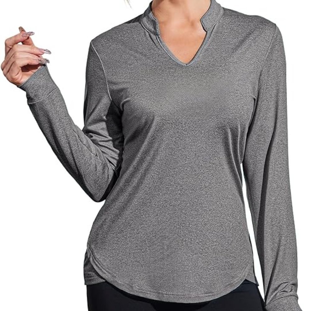 Long Sleeve Yoga  Casual Hiking Tee Shirt Athletic Breathable Quick Dry